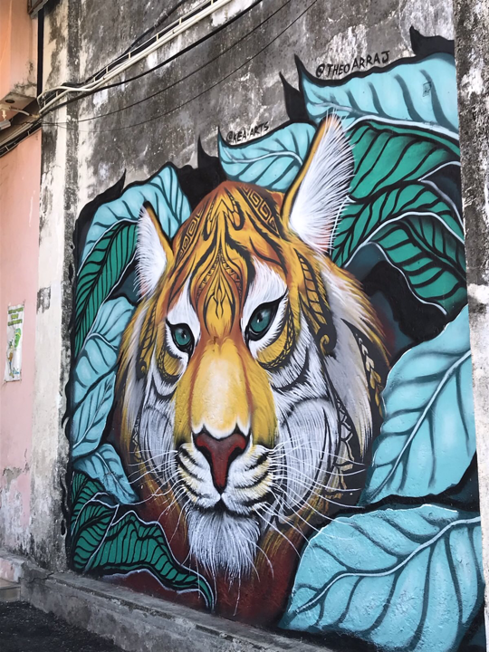 Tiger an der Wand